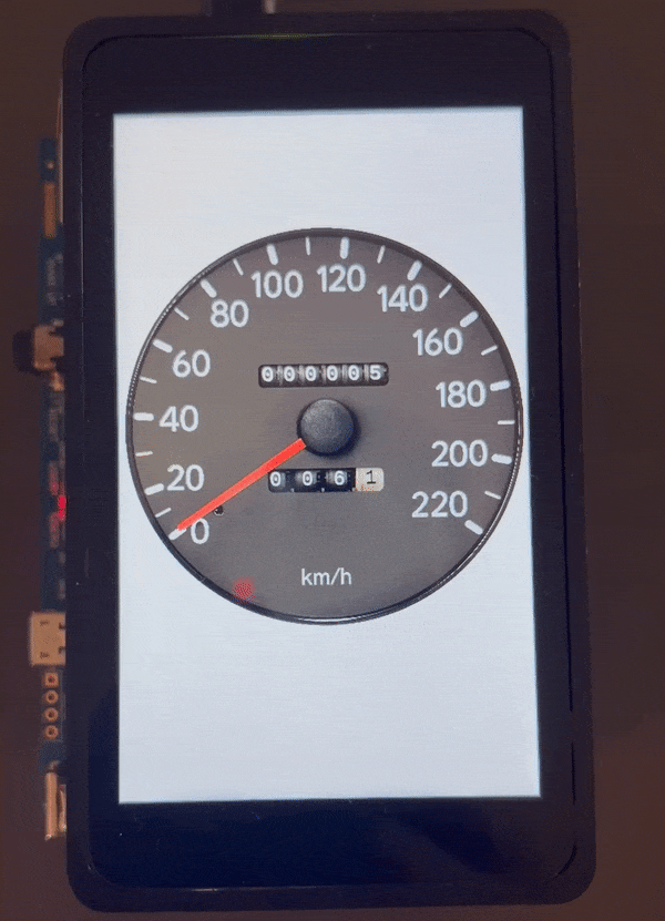 GIF of analog speedometer with needle moving