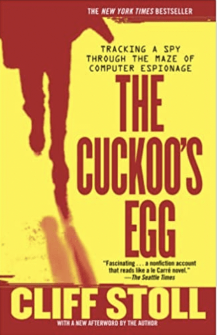 Links to an Amazon listing for the book, "The Cuckoo's Egg"